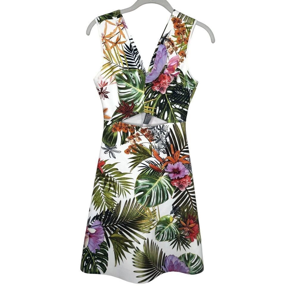Clover Canyon Dress Womens Small Tropical Floral Print Sleeveless Cutout USA - Picture 2 of 10